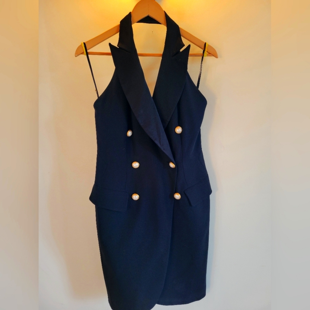 Sz 6 Vintage Ann Taylor Halter Tuxedo Dress